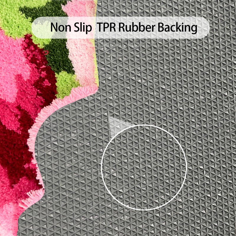 USTIDE Pink Flower Rug, Non Slip Washable Bathroom Mat, Vintage Pink Bath Mat, Bath Rug Set, Area Rug with Rose for Living Room Bedroom Girls Room Kitchen (2FTx3.6FT) - Image 5